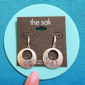 The Sak Open Round Hoop Silver Tone Dangle Earrings/NWT